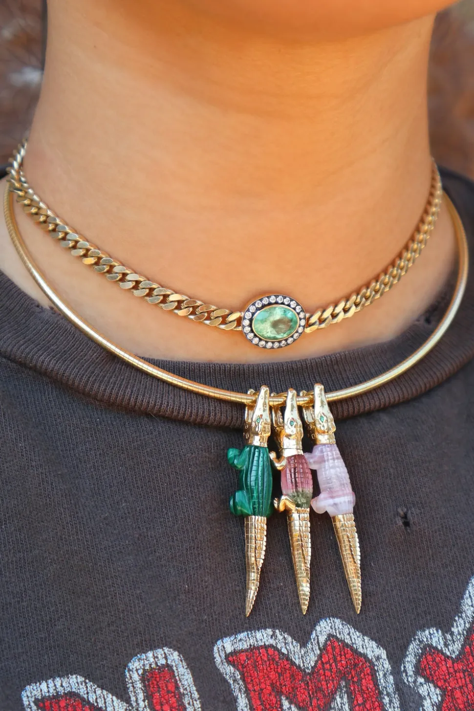 Agate Alligator Bite Earring