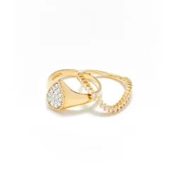 Baby Pear and Mini Diamond Wave Ring