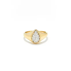 Baby Pear and Mini Diamond Wave Ring