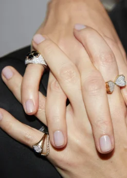 Baby Pear and Mini Diamond Wave Ring