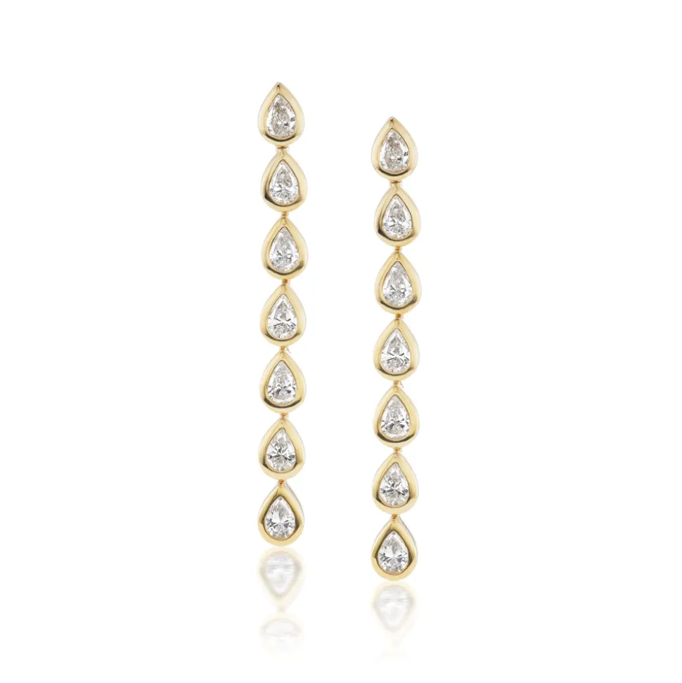 Bezel Set Pear Drop Earrings