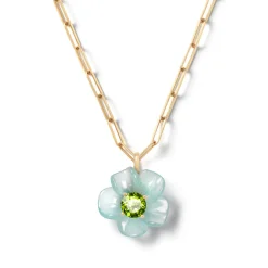 Big Island Aquamarine & Peridot Flower Pendant