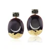 Black Lacquer East to West Moon Earrings