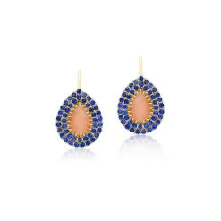 Blue Sapphire & Coral Drop Earrings