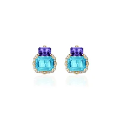 Blue Topaz & Tanzanite Earrings