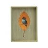 Blue Vide Poche with Embroidered Leaf Bird