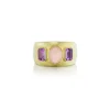 Coral & Pink Sapphire Three Stone Ring