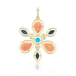 Coral Celtic Flower Pendant