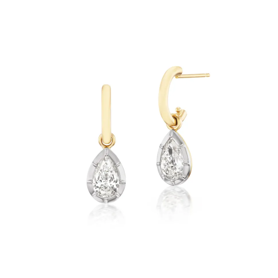 1.80CT Pear Diamond Bezel Drop Earrings