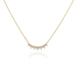 Curved Diamond Bar Necklace with Diamond Tips