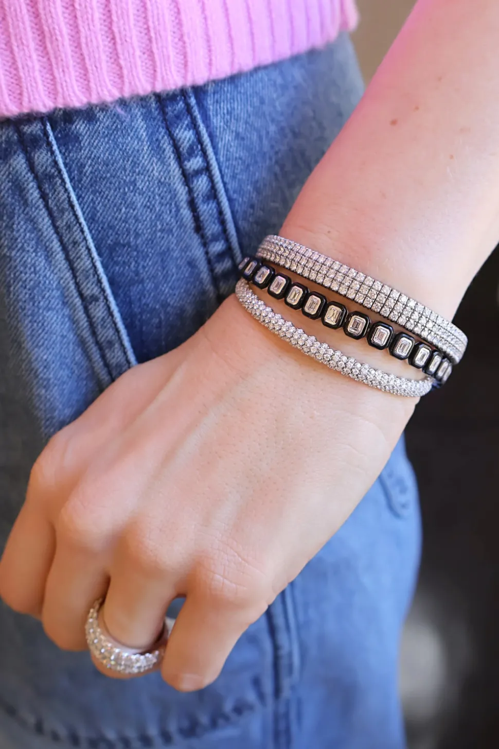Diamond & Black Agate Tennis Bracelet