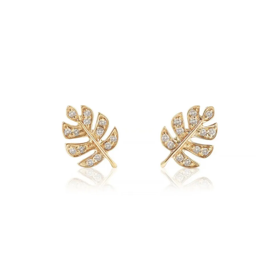 Diamond Monstera Leaf Studs