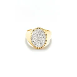 Diamond Oval Chevaliere Ring