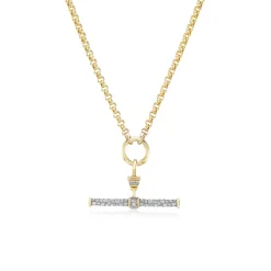 Diamond T-Bar Pendant with Anchor