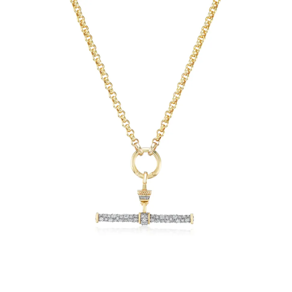 Diamond T-Bar Pendant with Anchor