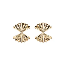 Double Fan Gold Earrings