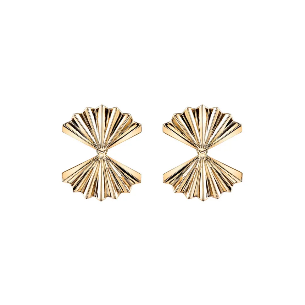 Double Fan Gold Earrings