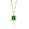 Emerald Cushion Cut Pendant Necklace with Diamonds