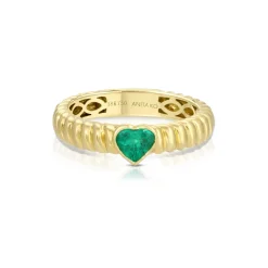 Emerald Heart Thin Zoe Ring
