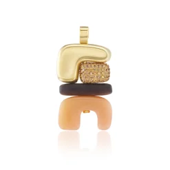 Fire Totem Pendant with Brown Diamonds