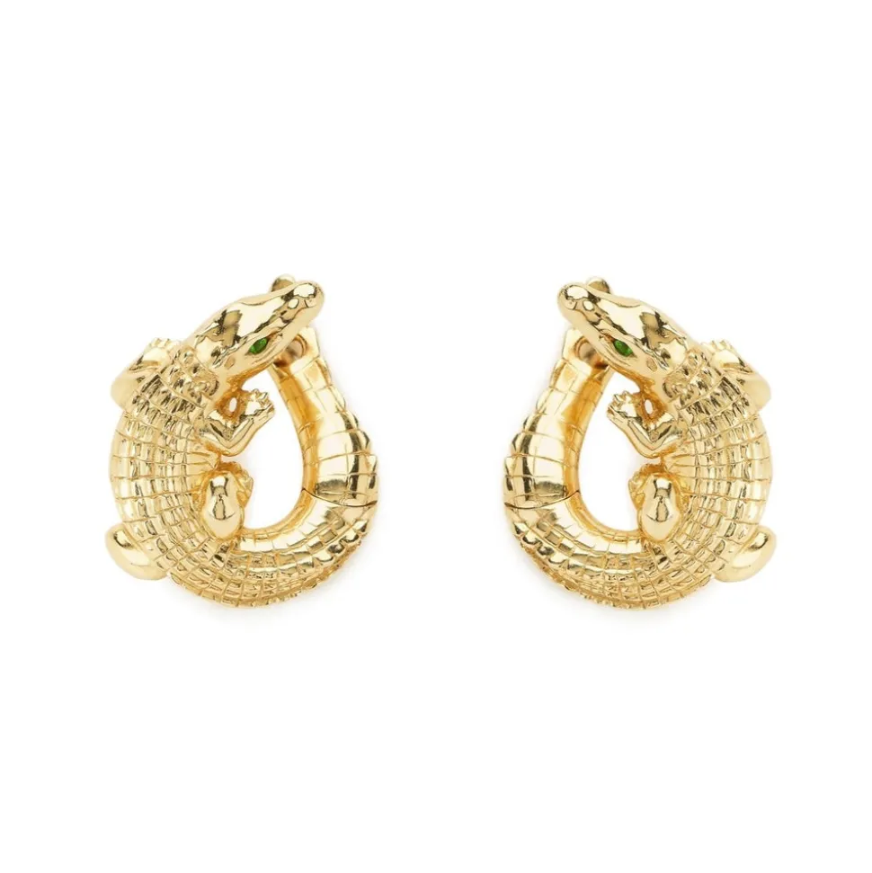 Gold Alligator Twist Earrings