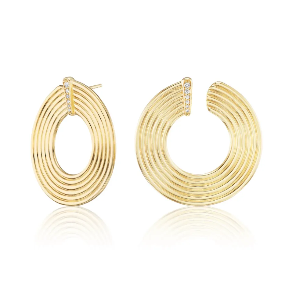 Gold Record Forward Facing Earrings
