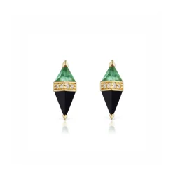 Green Quartz and Black Onyx Pietra Studs