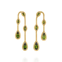 Green Tourmaline Fluid Doubled Earrings