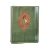 Green Vide Poche with Embroidered Leaf Bird