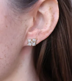 Hail Storm Piccolo Fiore Studs in White Rhodium