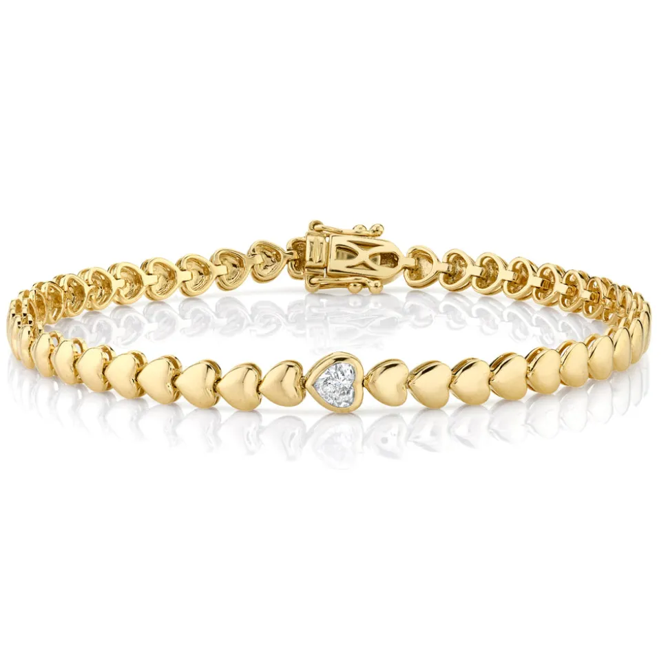 Heart Bracelet with Bezel Diamond