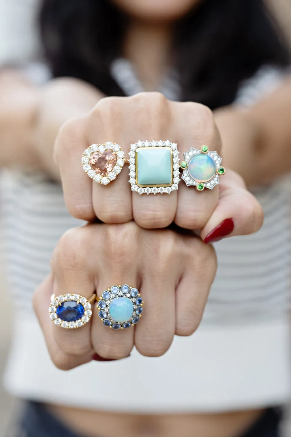 Heart Peach Tourmaline & Diamond Heirloom Bezel Ring
