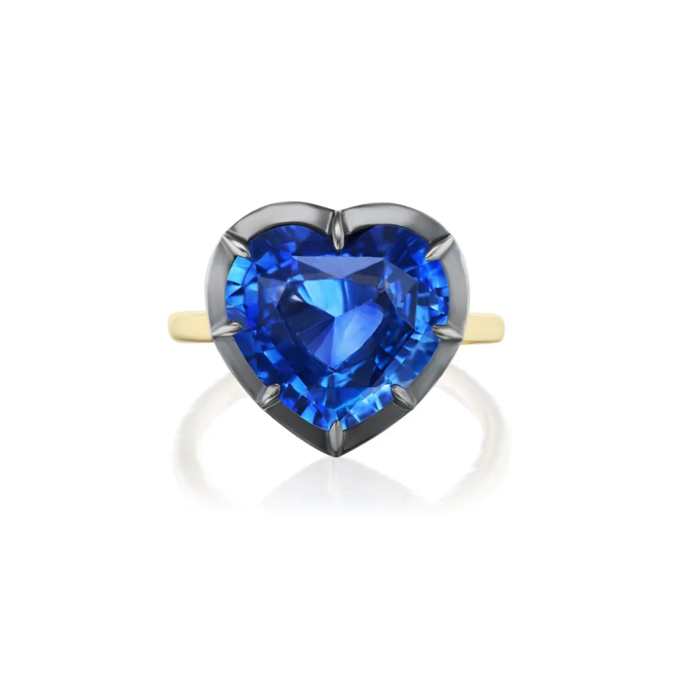 Heart-Shaped Blue Sapphire Regency Ring
