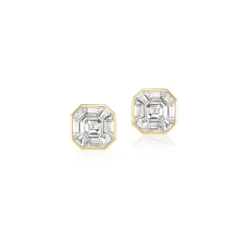 Illusion Asscher Cut Diamond Studs