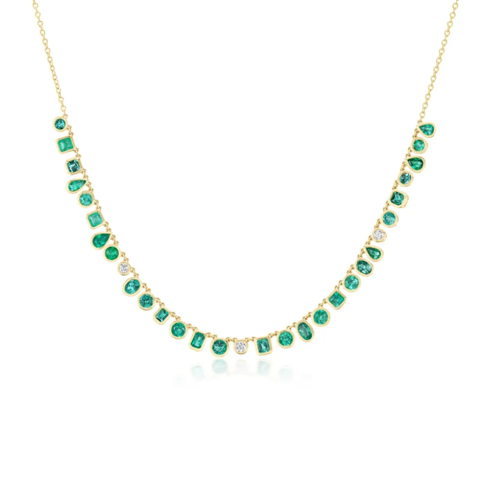 Jardin Emerald & Diamond Bezel Set Necklace