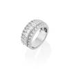 18k White Gold Round & Emerald Cut Diamond Half Eternity Band