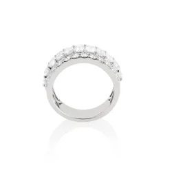 18k White Gold Round & Emerald Cut Diamond Half Eternity Band