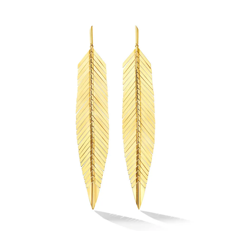 Large Feather Drop Earrings