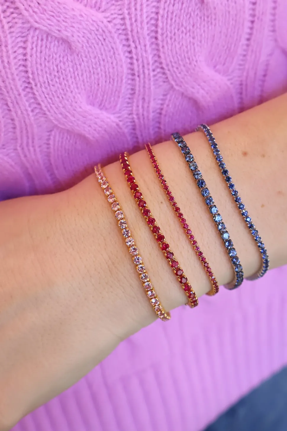 Large Invisible Blue Sapphire Bracelet