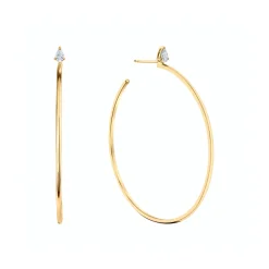 Large Plain Hoops w/ Pear Diamond Studs