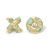 Large Polka Dot XO Earrings in Green Turquoise