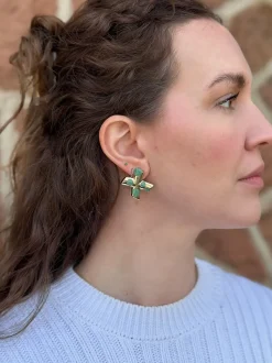 Large Polka Dot XO Earrings in Green Turquoise