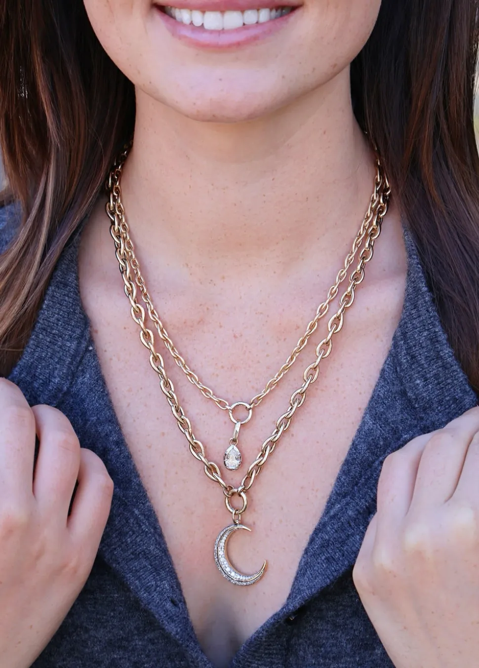 Large Teardrop Chain Necklace