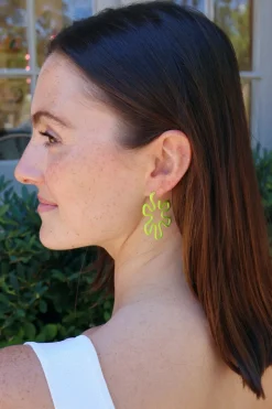 Lime Green Flower Petal Hoops