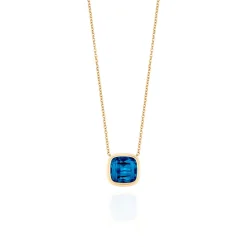 London Blue Topaz Cushion Pendant Necklace