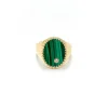 Malachite Chevaliere Signet Ring