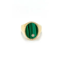Malachite Chevaliere Signet Ring