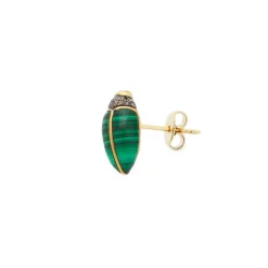 Malachite Mini Scarab Stud