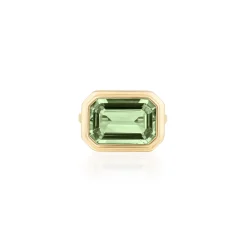 Manhattan' Prasiolite Emerald Cut Bezel Set Ring