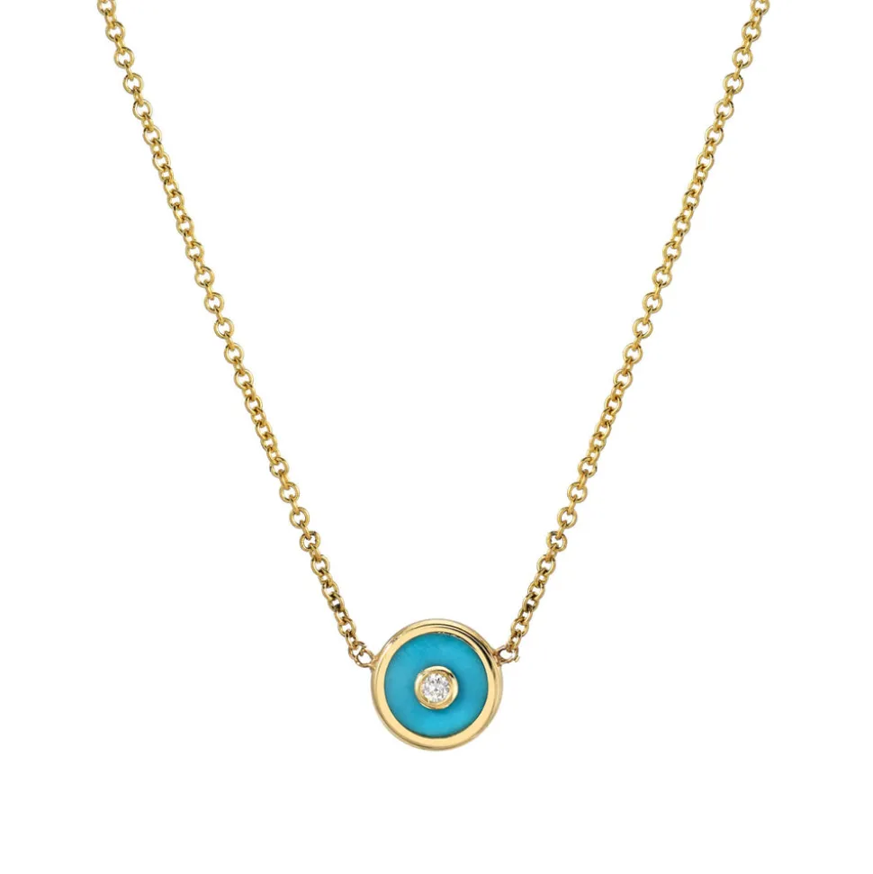 Mini Compass Pendant- Turquoise